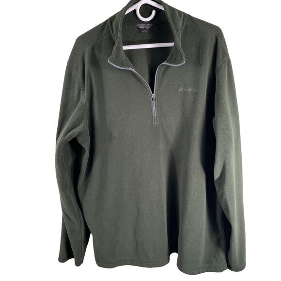 EDDIE BAUER Men's Green Quest Quarter Zip Fleece Pullover Jacket Size TXL - Picture 1 of 6